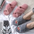 thumbnail image 3 of Open Toe Slides Fuzzy Non-skid Cross Band Slippers House Sandals for Man Woman, 3 of 10
