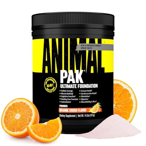 Animal Pak - Práctico polvo todo en uno de vitaminas y suplementos - Zinc, vitaminas C, B, D, aminoácidos, apoyo inmunológico, enzimas digestivas y más - Multivitamina diaria para mujeres y hombres -