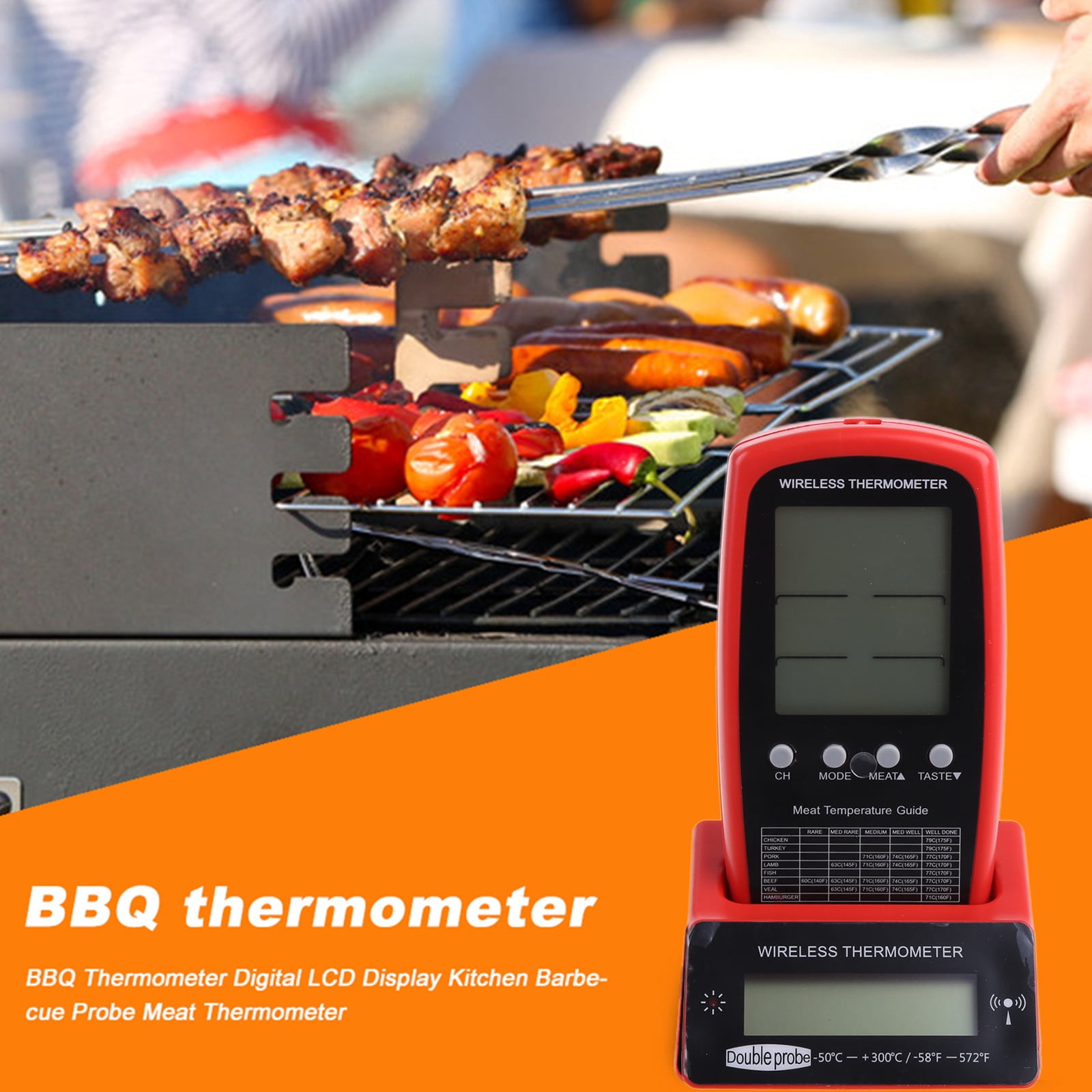 MOMOJIA Wireless Meat Thermometer Convenient Digital BBQ Thermometer Kitchen Thermometer