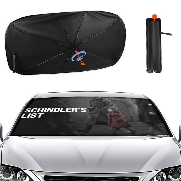 La Lista de Schindler Sombrilla Solar para Auto - Protector de Parabrisas Plegable | Cortina Solar Delantero | Bloqueo UV y Aislamiento de Calor 133x73cm