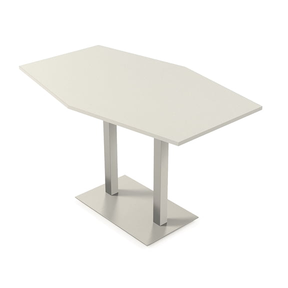 Hexagon Bistro Height Meeting Table Double Metal Base 46x84 Bar Table