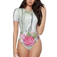 thumbnail image 2 of Picia Vintage Wood with Floral Womens One Piece Swimsuits Modest Tummy Control Bathing Suits Lace Up Slimming Swim Suit-Large, 2 of 9