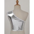 thumbnail image 6 of YONGHS Kids Girls Hip Hop Dance Vest Shiny Metallic Sport Crop Top 4-14 Silver 7-9, 6 of 7