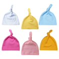 thumbnail image 3 of GYRATEDREAM 6 Pack Infant Baby Girls Boys Caps Knot Beanie Hats Soft for Baby Newborn Cotton Hospital Hats Set for 0-6M Multi-color, 3 of 9