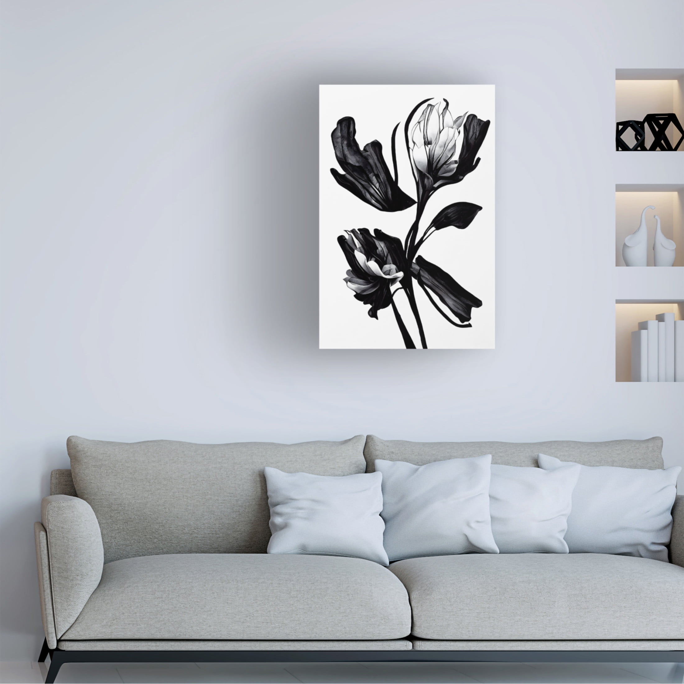 Canvas Wall Art - Treechild 'Black Flower' Wall Art for Living Room, Bedroom, or Office D?cor by Trademark Fine Art - 30 x 47 Inches