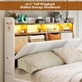 thumbnail image 5 of ARICOEASY 49.2” Tall California King Size Platform Bed Frames with 2-Tier LED Storage Velvet Wingback Headboard & 2 Storage Drawers, USB & Type-C Charging Ports, White, 5 of 9