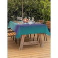 thumbnail image 3 of Outdoor Tablecloth with Umbrella Hole for Patio/Picnic/Party/Camping, Teal Purple Ombre Waterproof Table Cloth Rectangle Table Cover Washable, Modern Art Abstract Aesthetics (52"x 70"), 3 of 8