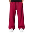 thumbnail image 2 of Mens Baggy Sweatpants, Wide Leg Lounge Pants Elastic Drawstring Waist with Deep Pockets - Baggy Sweatpants Men Red S, 2 of 5