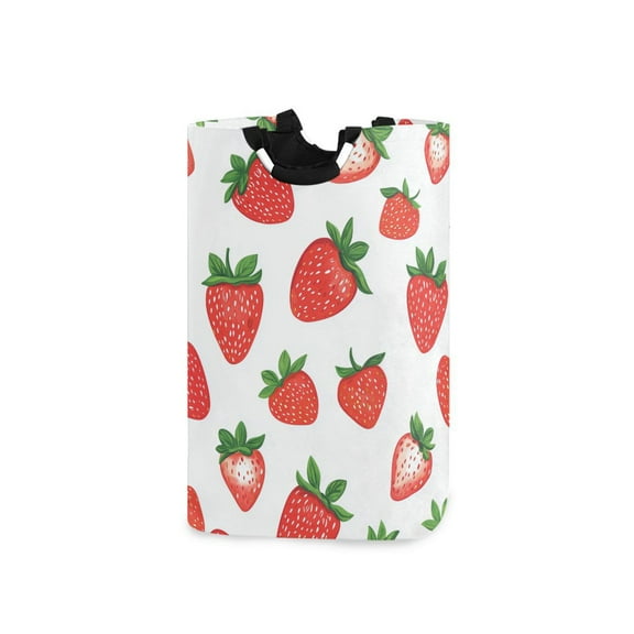 Yayeee Freestanding Laundry Hamper with Handle Collapsible Large Storage Basket for Clothes, Strawberry