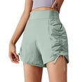 thumbnail image 2 of Womens Yoga Shorts Anti Chafing Ruched High Waist Loose Fit Solid Print Lightweight Gym Shorts for Pilates Wear Light Green L, 2 of 4