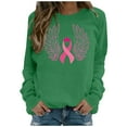 thumbnail image 3 of QATAINLAV T-Shirts à Manches Longues pour Femmes Sensibilisation au Cancer du Sein Hauts Mode Ruban Rose Imprimé Col Rond Chandails en Molleton Tenues d'Automne Vert TTG 50 pour Cent de Réduction Aujourd'hui, 3 of 6