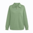 thumbnail image 7 of Hilzaten Womens Crop Sweatshirt Solid Pullover Drop Shoulder Collared Womens Sweatshirt, 7 of 7
