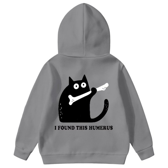 CAIXIA Girls Sweatshirt Cute Graphic Adorable Cat Print Hooded Sweatshirt For Girls Playful Pullover With Animal Design Cozy Jacket For Children Ages 3 To 14 Years,Grey