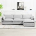 thumbnail image 2 of JUSTLET Sectional Sofa with Ottoman, Small L-Shaped Corduroy Couch Set for Living Room, Gray, 2 of 11