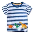 thumbnail image 2 of Toddler T Shirts for Kids Short Sleeve Crewneck Striped T-Shirts Cartoon Embroidered Top Casual Pullover Tops Summer Tops Boys 2-3 Years Clothes, 2 of 8