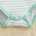 thumbnail image 7 of VNKIDY Baby Boys 3 Piece Outfit Set Short Sleeve Striped Golf Embroidered Henley Bodysuit Elastic Waist Shorts Matching Hat Clothes Set For Daily Wear Green 12-18 Months, 7 of 7