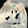 thumbnail image 4 of Hpapadks Hoodies for Women Cat Embroidered Hooded Long Sleeve Oversized Drawstring Pocket Hoodies Pullover Fall Womens Sweatshirt D Beige XL, 4 of 5