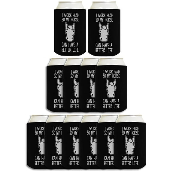Horse Owner Gifts I Work Hard So My Horse Can Have A Better Life 12-Pack Can Coolers Coolies