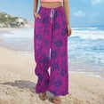 thumbnail image 5 of Simua Women's Wide Leg Palazzo Pants Summer Casual Loose High Waist Lounge Floral Printed Travel Vacations Trendy Outfit, 5 of 8