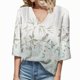 thumbnail image 1 of Gibobby Blusa Sexy Cuello en V Camiseta informal manga corta/manga 3/4 con cuello en V y estampado retro artístico para mujer(Blanco,XL), 1 of 3