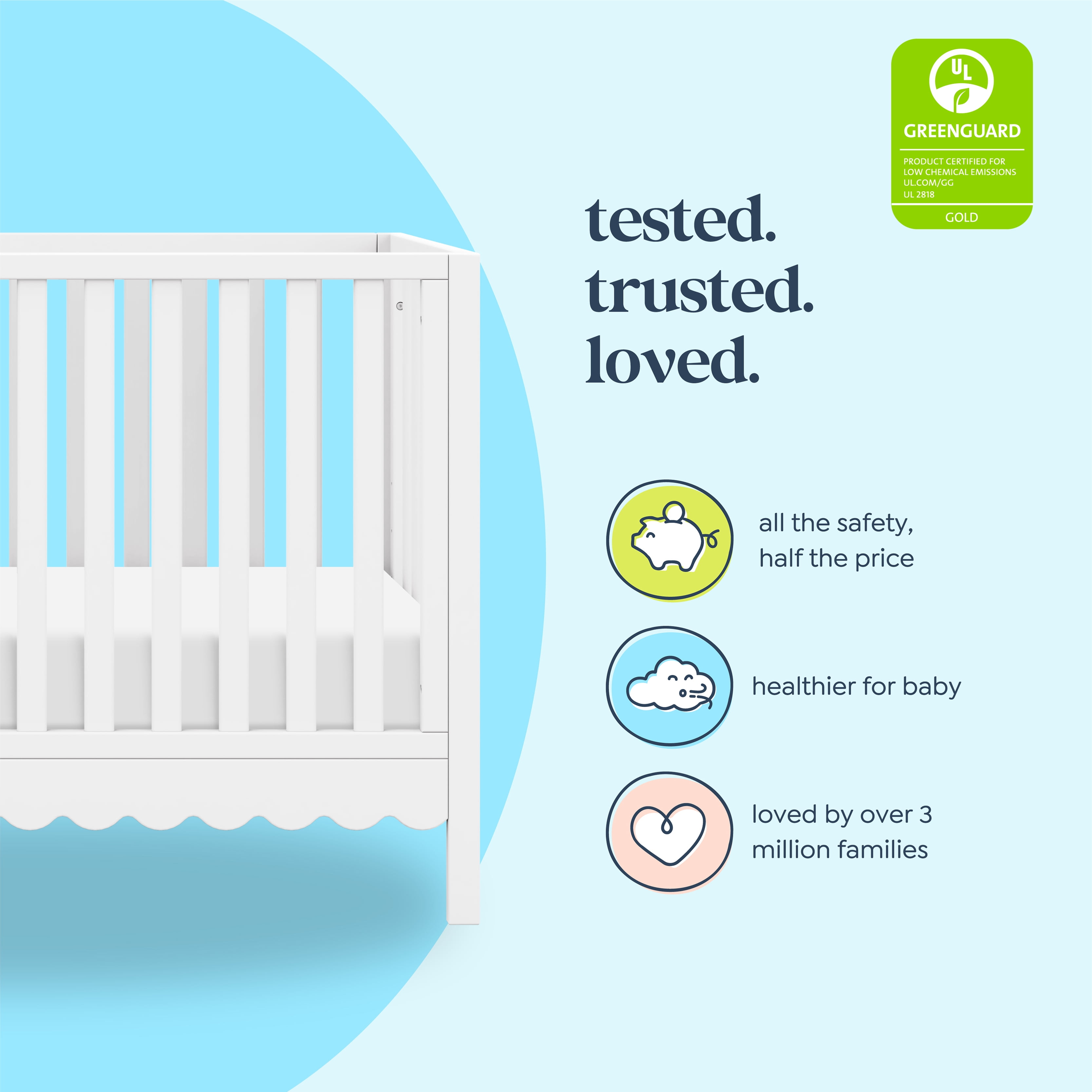 daVinci Sammy Scallop 4 in 1 Convertible Crib, White