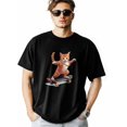 thumbnail image 2 of Mens T-Shirts,Skateboard Cat Short Sleeve T Shirts for Men Crew Neck Tees,Loose Fit Casual Men's T-Shirts for Teens Boys, 2 of 8