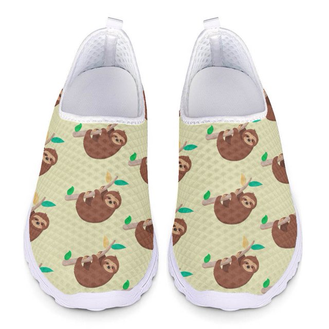 Doginthehole Zapatillas de deporte de malla con dibujos de perezosos para mujer, cómodas, para playa, de verano