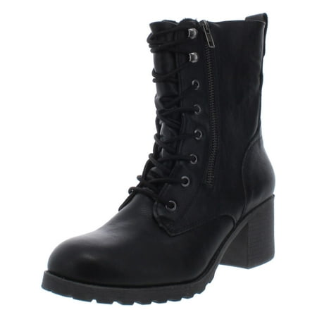 

American Rag Womens Sloanie Faux Leather Lace-Up Booties Black 5 Medium (B M)