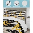 thumbnail image 3 of Quilt King Size Bedding Set, Spring Bees Daisy Reversible Summer Quilt 3 Pieces, Rustic Tulips Dots Black Striped Burlap Lightweight Bedspreads Coverlets with 2 Pillow Shams for All Seasons, 3 of 5