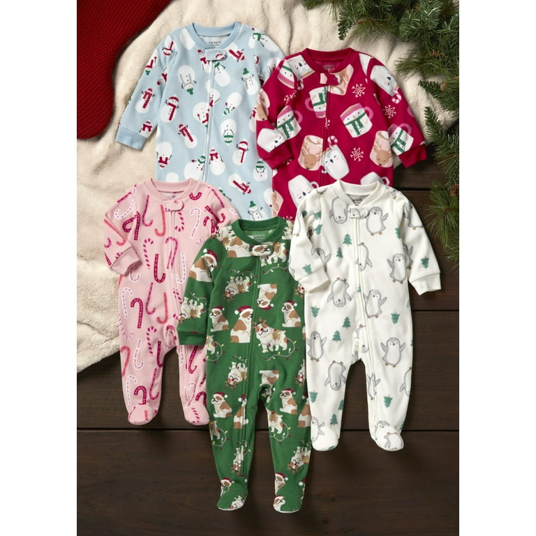 Carters one 2025 piece fleece pajamas
