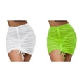 thumbnail image 1 of (2-Pack) Rinsvye Sheer Cover Up Ruffle High Cut Bikini Bottom Drawstring Cover Wraps Skirt Womens Bikini Bottoms Beach Skirt Beach for Swimwear Cover Up Skirt Women Mesh Shiny Bikini Wrap Trim Ups B, 1 of 9