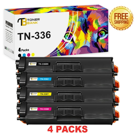 Toner Bank 4-Pack Compatible Toner Cartridge for Brother TN-336 TN-336BK HL-L8250CDN L8350CDW L8350CDWT MFC-L8600CDW L8850CDW Printer Replacement Toner Ink (Black, Cyan, Magenta, Yellow)