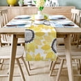 thumbnail image 2 of Table Runner Dresser Scarves 120 Inch Long, Rustic Yellow Black Sunflowers Flower Linen Dining Table Runners White Line Stripe Petal Tabletop Scarf for Wedding Holiday Party Kitchen, 2 of 7