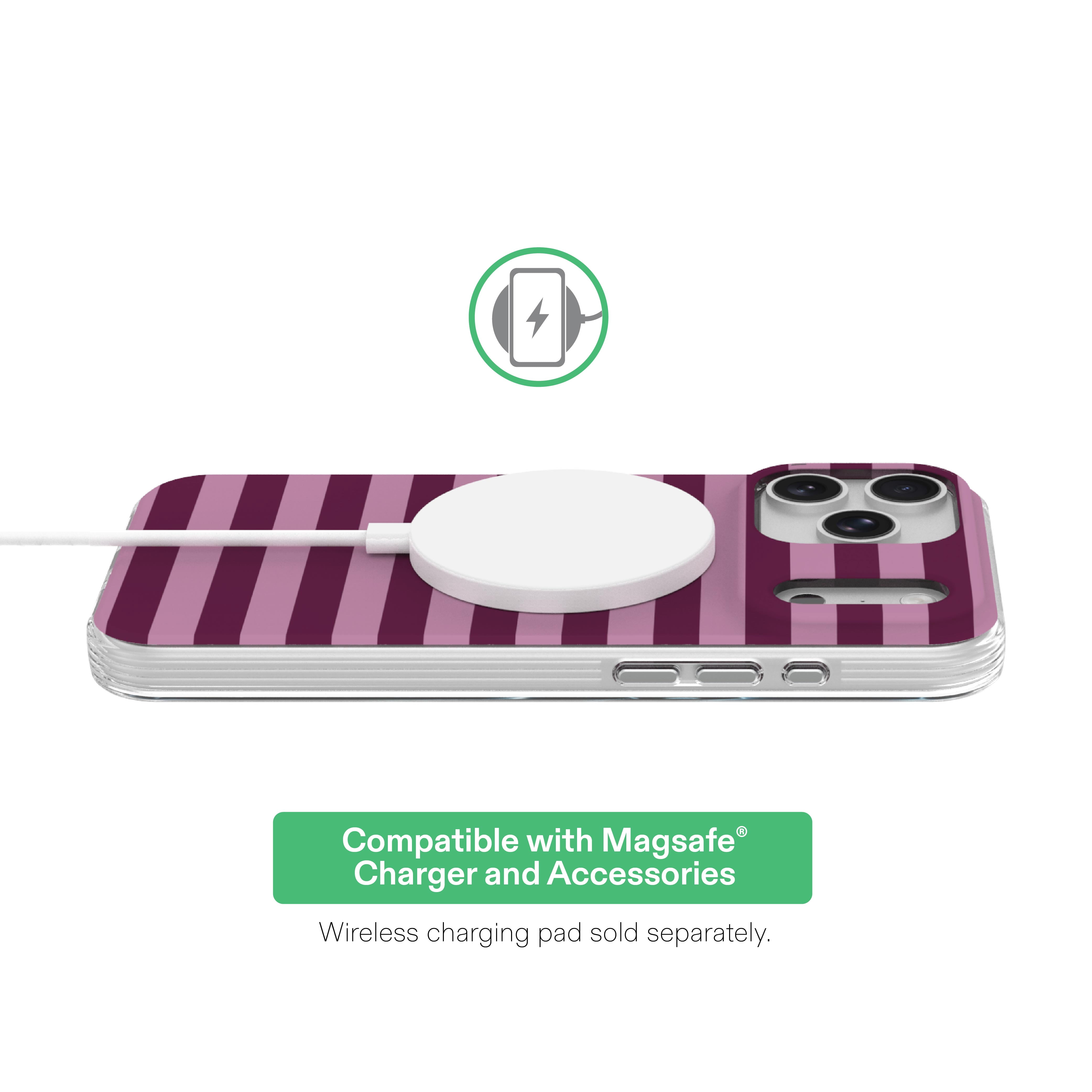 onn Phone Case for iPhone 18 Pro Max / 17 Pro Max, MagSafe Compatible - Purple Stripe