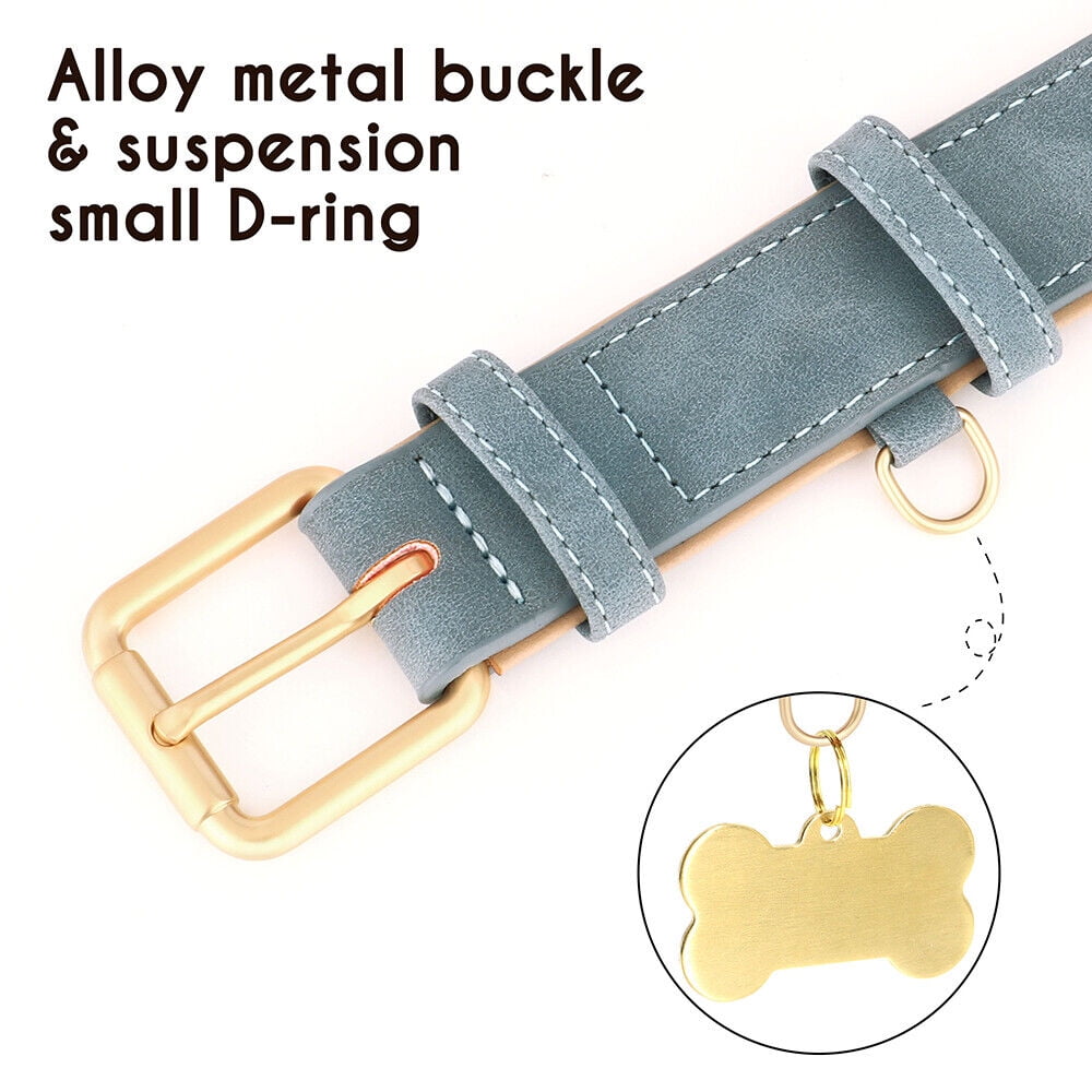 Pet Artist PU Leather Dog Collar and Leash set Soft Padded Adjustable for Pets S-XL