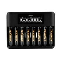 Tenergy TN480U 8-Bay LCD Fast Charger with 8 Pack AA Premium PRO Rechargeable Batteries