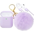 thumbnail image 1 of Airpod Case,Silicone Case Cover with Fur Ball Keychain Compatible with Apple Airpods 2/1, 1 of 7