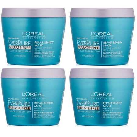 L'Oreal Paris Hair Care Expertise Everpure Repair and Defend Rinse Out Mask, 8.5 Fl Oz (Pack of 4) + Curad Dazzle Bandages 25