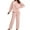 Pink, variant on Women's 2 Piece Long Sleeve Pajama Set Soft Polyester Pullover Top and Pants Cozy Solid Color Loungewear Sleepwear