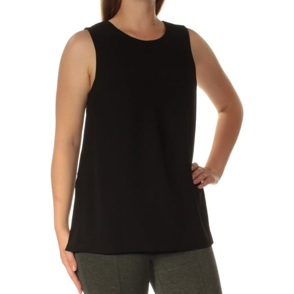 RACHEL ROY Womens Black Sleeveless Jewel Neck Top Size: M