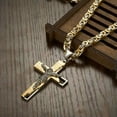 thumbnail image 6 of QQTDFG 6mm Flat Byzantine Chain Necklace For Men's Stainless Steel Jesus Cross Pendant-Silver Gold-24 inch Necklace, 6 of 6