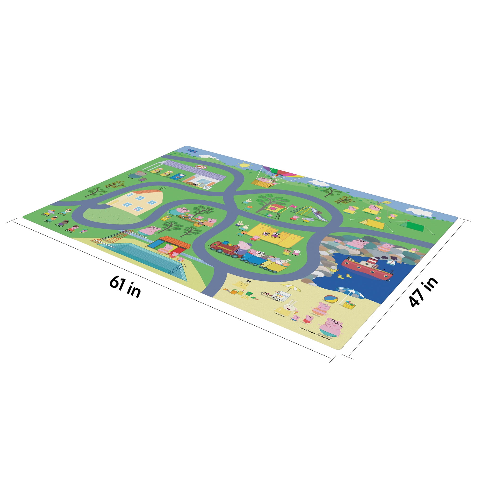 Imaginmat: Jumbo -Peppa Pig - Floor Playmat & 2 Toy Cars, 47 x 61", 2 Character Vehicles, Durable EVA Foam Mat, Portable, Licensed, Kids Ages 3+