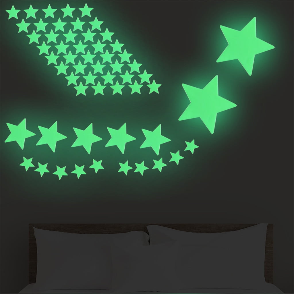 Cadorn 100 - Piece Glow - in - the - Dark Planet Stickers Set, 3D Fluorescent Decals for Kids’ Room Decor