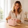 thumbnail image 6 of Linnome Linen Cotton Desktop Storage Basket Fresh Fabric Organizer Box Foldable Small Sundry Holder for Bedroom Vanity Living Room Countertop Tidying, 6 of 7
