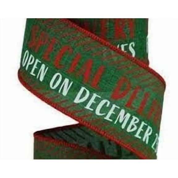 Special Delivery Christmas Wired Edge Ribbon - 2.5 Inches x 10 Yards (Emerald)