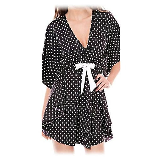 Profile by Gottex Tea at 3 Bat-Wing Tunic Kaftan Bathing Swims Suit Cover Up (L) Black/White
