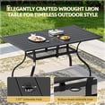 thumbnail image 4 of SOLAURA Outdoor Dining Table, 60" x 37"Outdoor Rectangular Metal Table with 1.57" Umbrella Hole, for Backyards, Porches, Gardens or Poolside, Black, 4 of 9