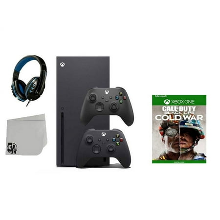 Xbox Series X Video Game Console Black with Call of Duty Black Ops Cold War BOLT AXTION Bundle with 2 Controller Used