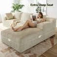 thumbnail image 3 of Patbrela 106" Sectional Sofa for Living Room, L-Shaped Modular Sectional Couch with Deep Seat, Corduroy Cloud Oversized Boneless Sofa No Assembly, Beige, 3 of 9