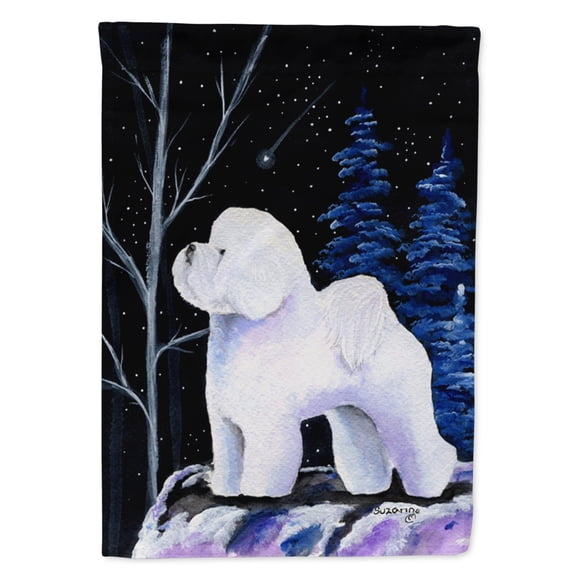Carolines Treasures SS8397-FLAG-PARENT Starry Night Bichon Frise Flag  multicolor
